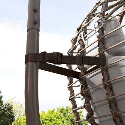 Outsunny Rattan Hanging Egg Chair, Foldable Wicker Hammock Swing Chair with Cushion, Stand, Adjustable Height, Head Pillow, Steel Frame for Garden Patio Indoor Outdoor, Light Grey