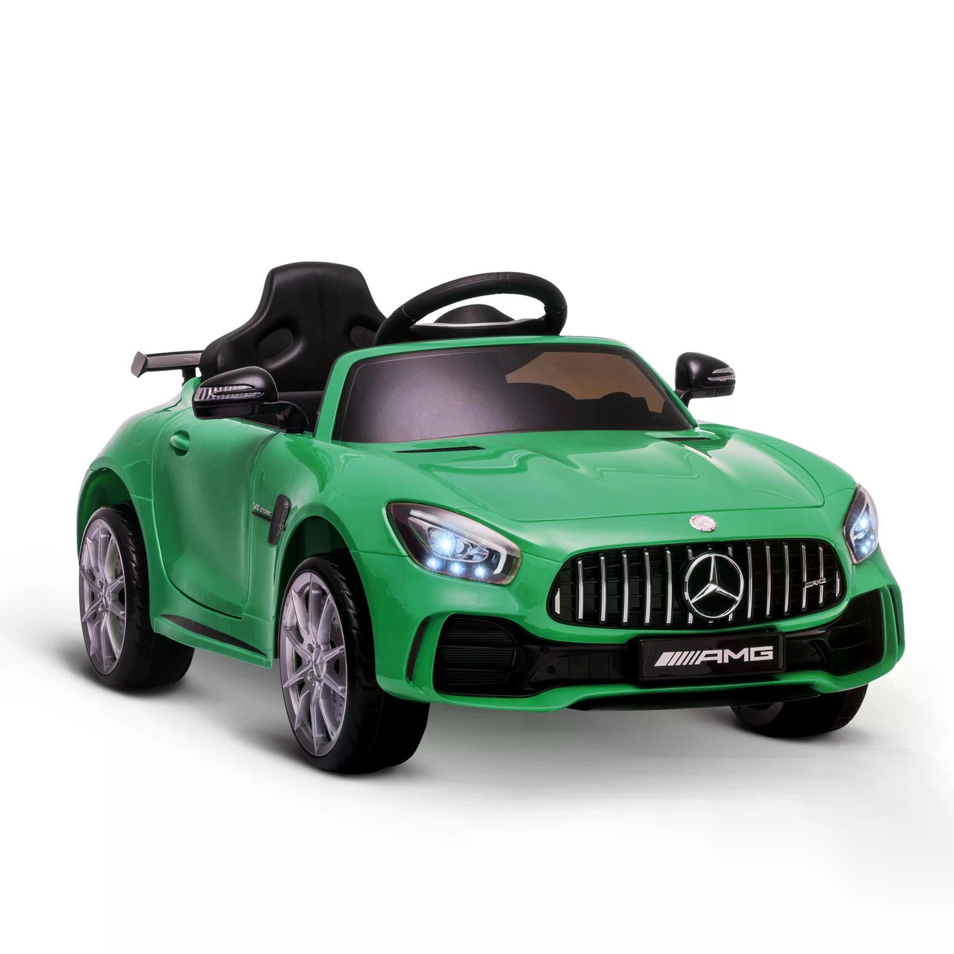 HOMCOM Compatible 12V Battery-powered 2 Motors Kids Electric Ride On Car GTR Toy with Parental Remote Control Music Lights MP3 for 3-5 Years Old Green