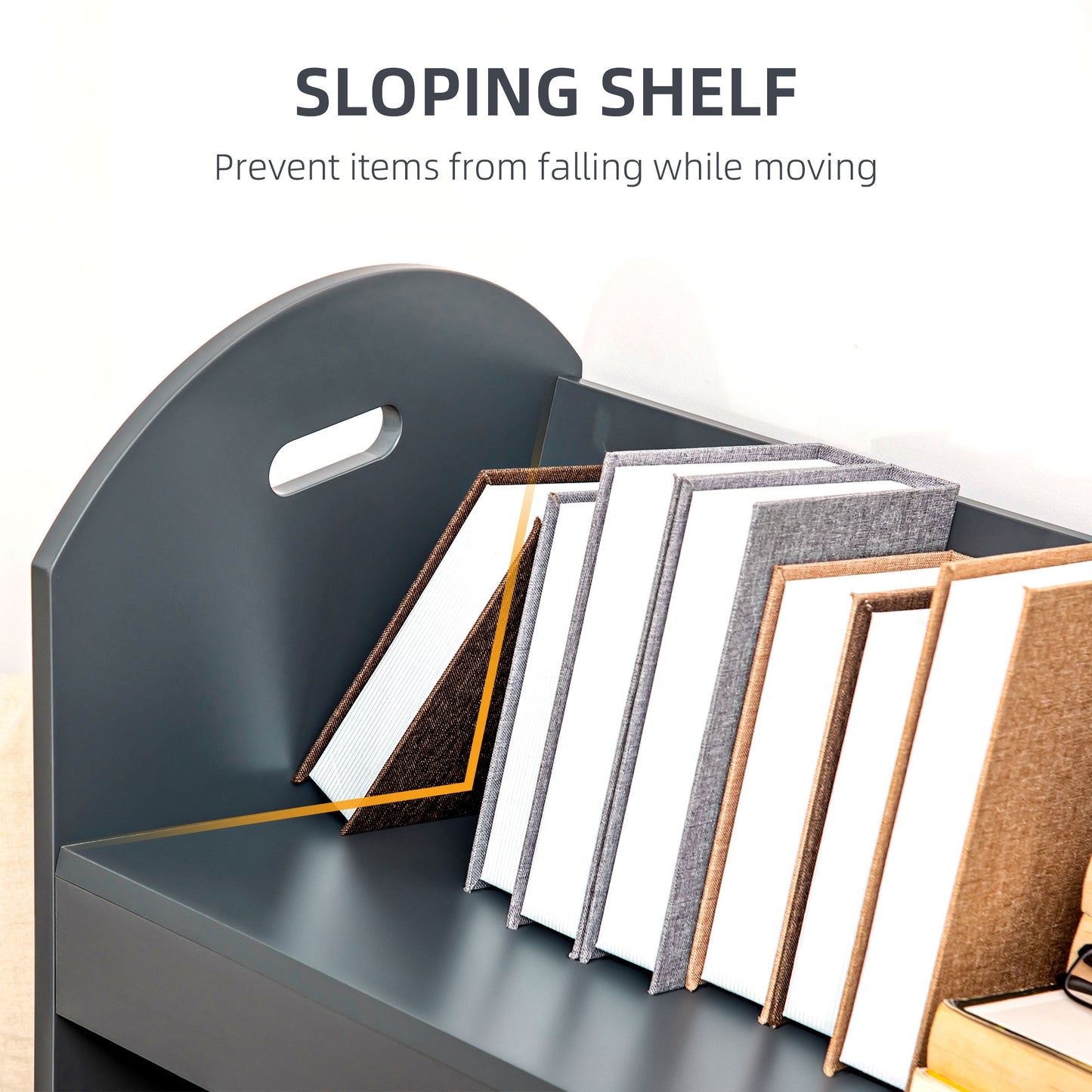 HOMCOM 2-Tier Storage Shelves, Kitchen Cart Shelf Unit with Wheels for Dining & Living Room, Home Study, Grey