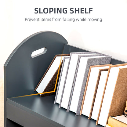 HOMCOM 2-Tier Storage Shelves, Kitchen Cart Shelf Unit with Wheels for Dining & Living Room, Home Study, Grey