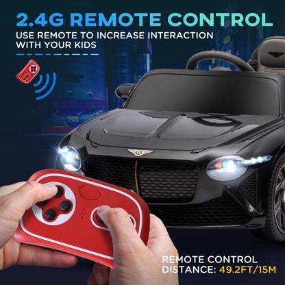 HOMCOM Bentley Bacalar Licensed 12V Kids Electric Ride on Car w/ Remote Control, Powered Electric Car with Portable Battery, Music, Horn
