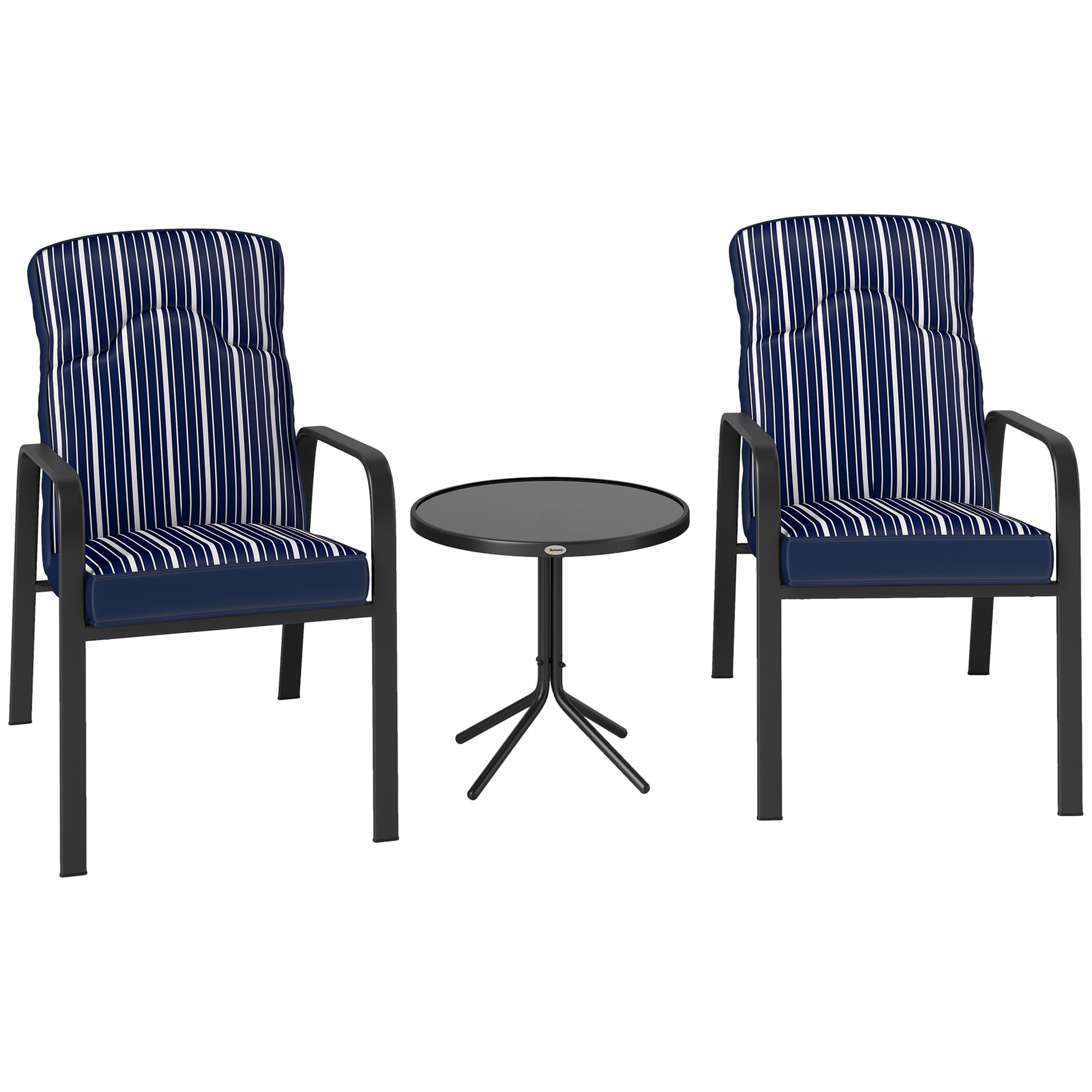 Outsunny Three-Piece Reclining Chair Set - Blue