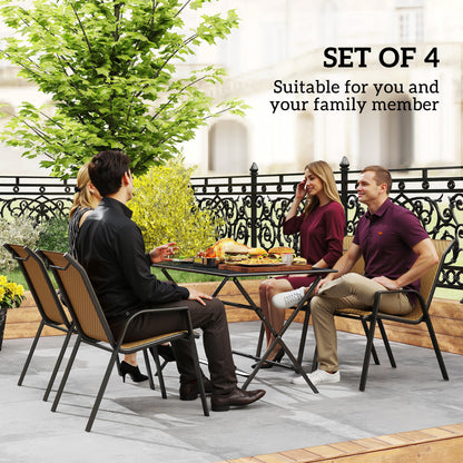 Outsunny Four-Piece Stacking Rattan Garden Seat Set - Khaki