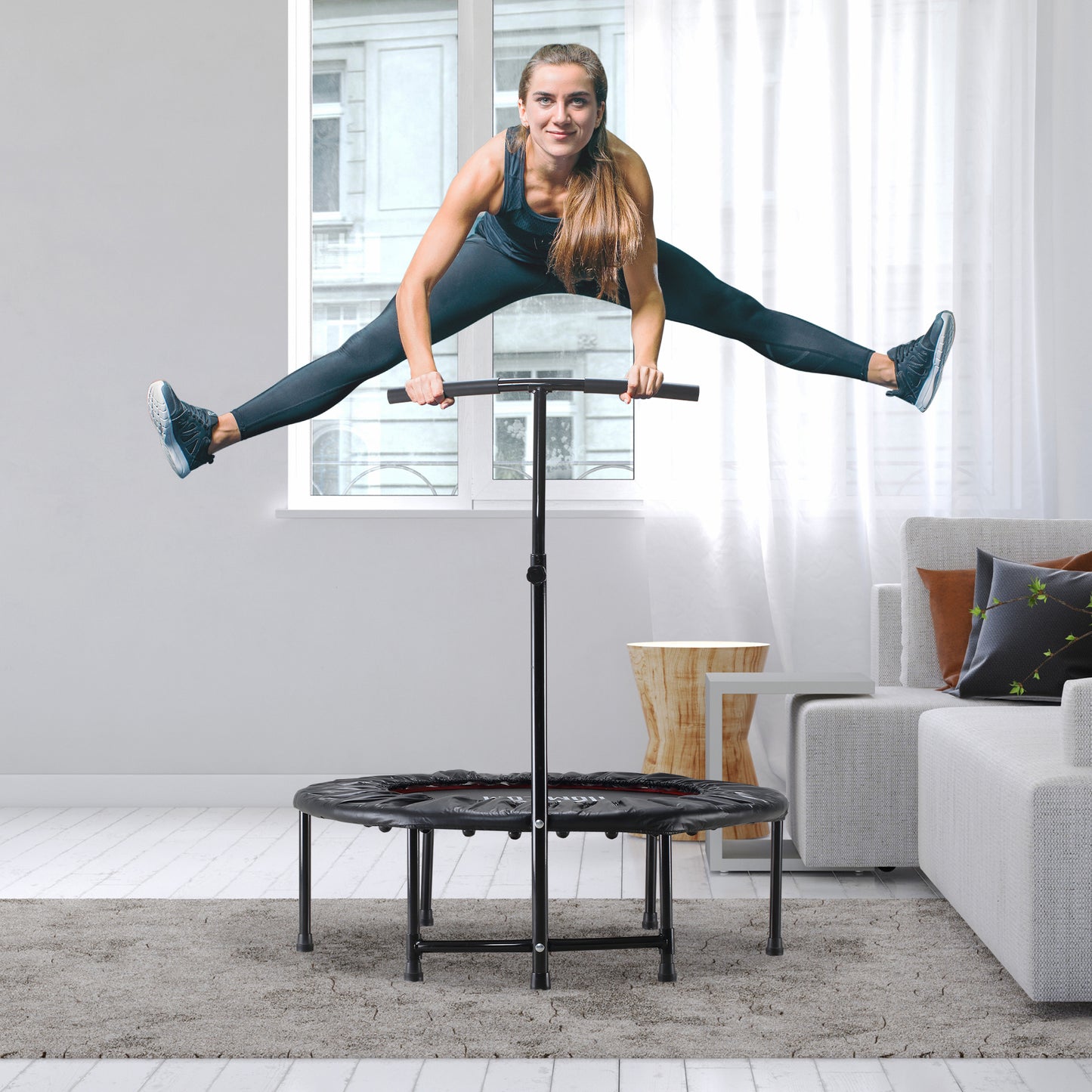 HOMCOM Trampoline Rebounder Adjustable Jumper, 40"-Black 