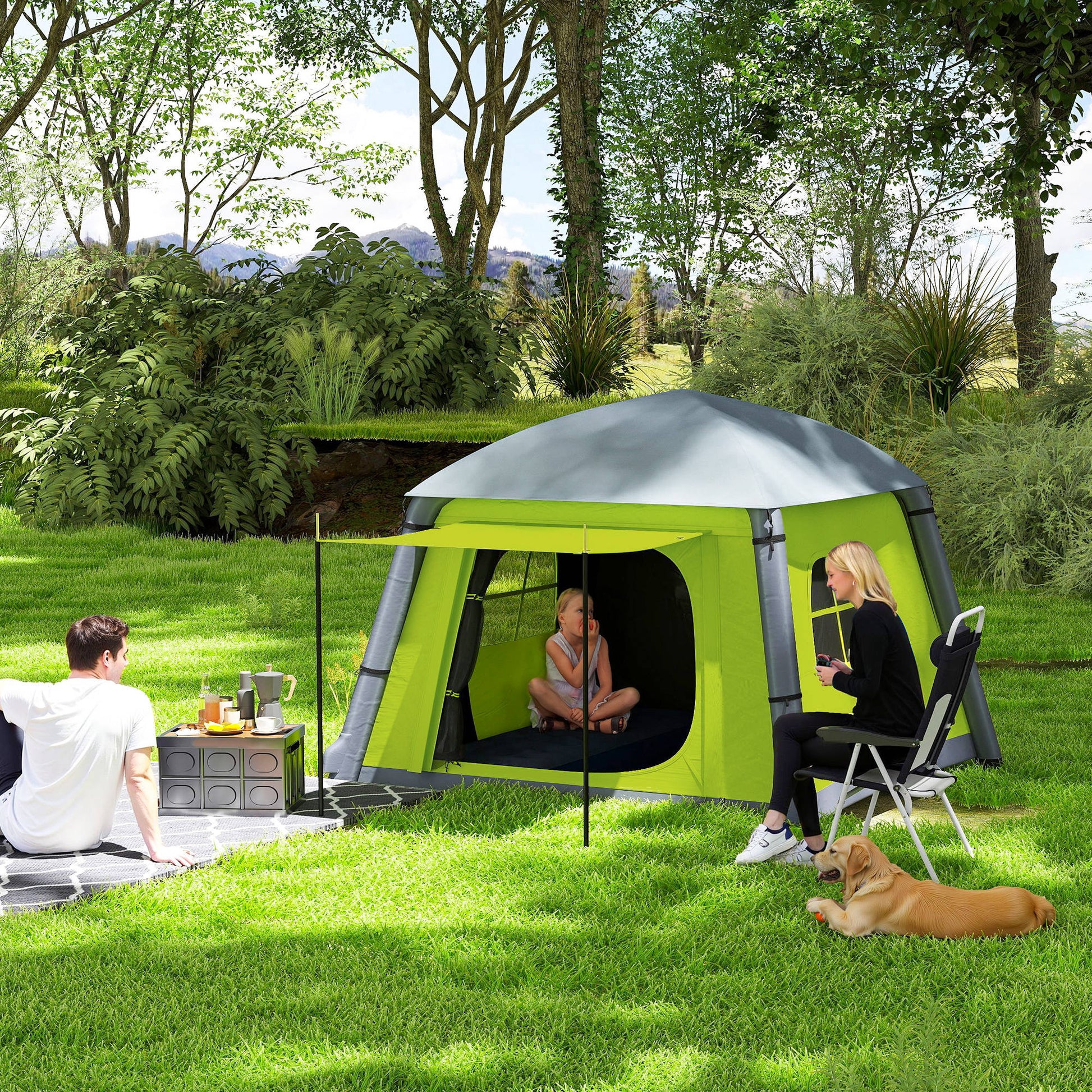 blow up 2 man tent Outsunny Inflatable Camping Tent with Hand Pump, Easy Setup 1/2 Person – GardenArch