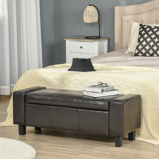 HOMCOM PU Leather Upholstered Flip-Lip Ottoman Black