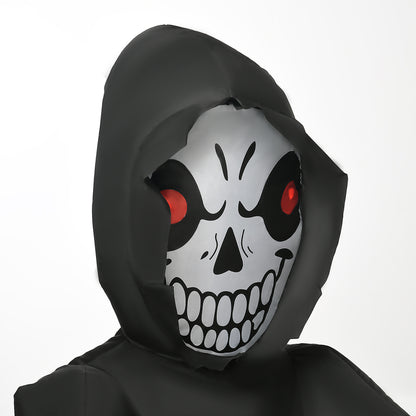 HOMCOM 9FT Long Halloween Inflatable Skull Rides a Motorcycle with Built-in LED Lights, Blow-Up Outdoor LED Garden Display for Lawn, Party