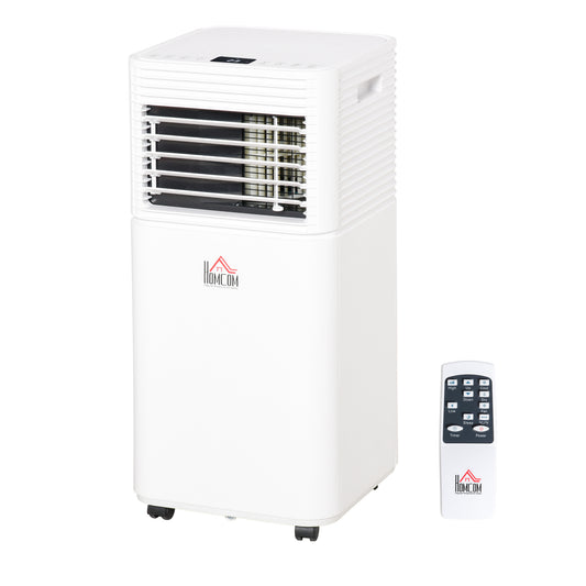 HOMCOM 9000 BTU 4-In-1 Compact Portable Mobile Air Conditioner Unit Cooling Dehumidifying Ventilating w/ Fan Remote LED 24Hr Timer Auto Shut-Down