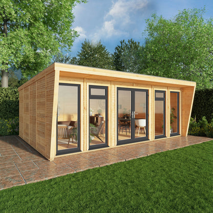 Sherwood Harlow 6M X 4M Insulated Garden Room - (Upvc Windows & Doors) - Grey