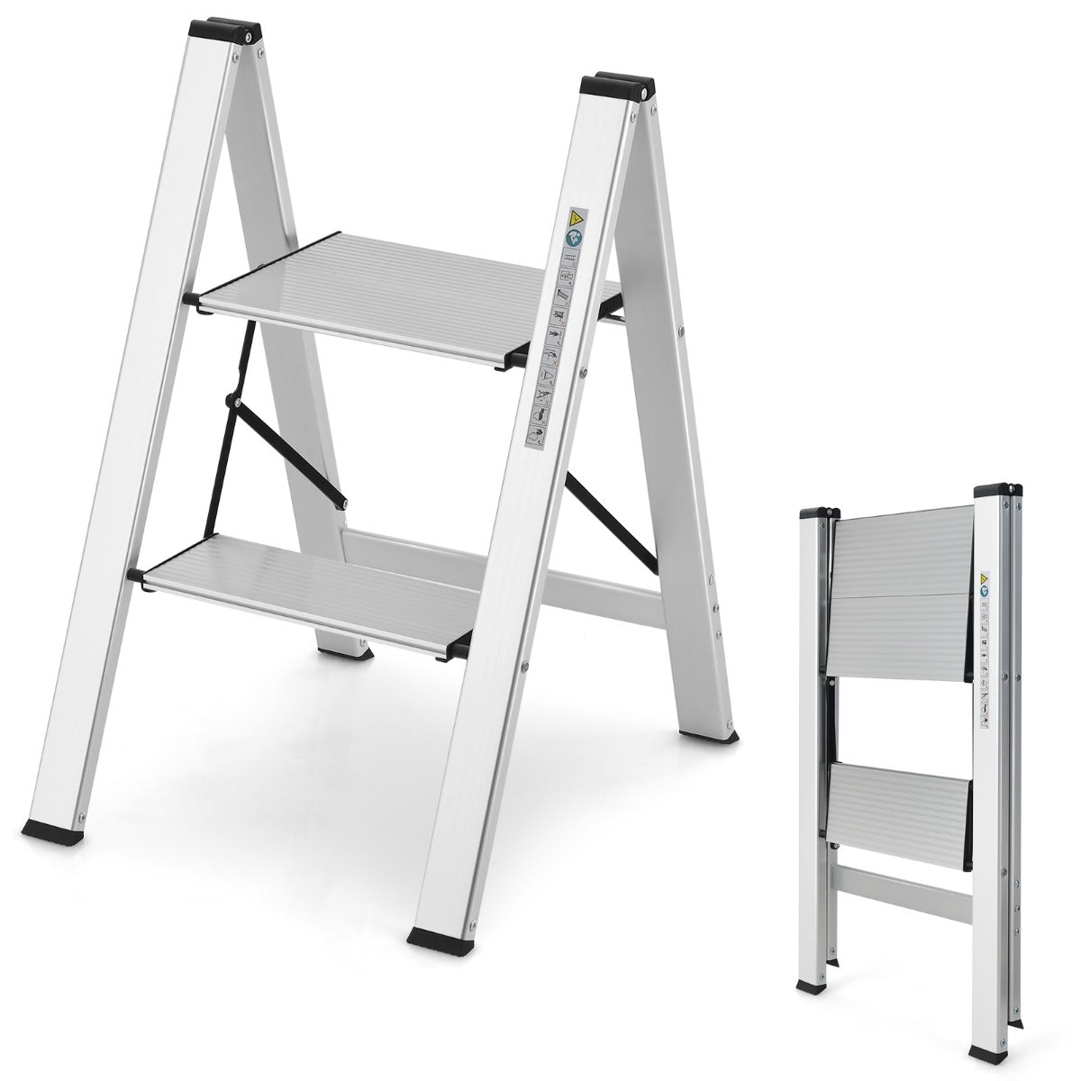 Aluminum Folding Step Stool with Non-Slip Pedal &amp; Footpads