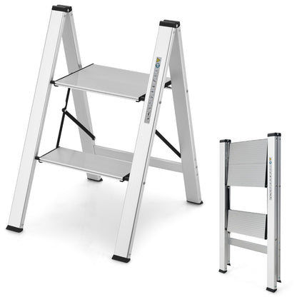 Aluminum Folding Step Stool with Non-Slip Pedal &amp; Footpads