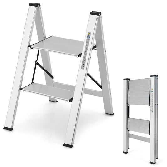 Aluminum Folding Step Stool with Non-Slip Pedal &amp; Footpads