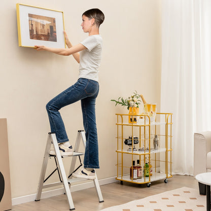 Aluminum Folding Step Stool with Non-Slip Pedal &amp; Footpads