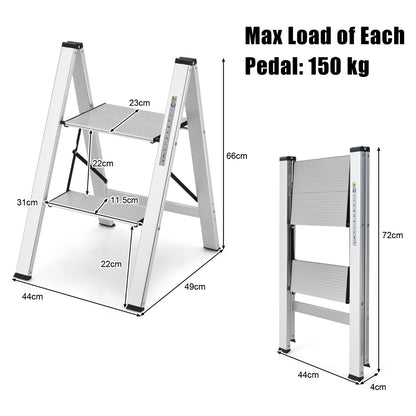 Aluminum Folding Step Stool with Non-Slip Pedal &amp; Footpads
