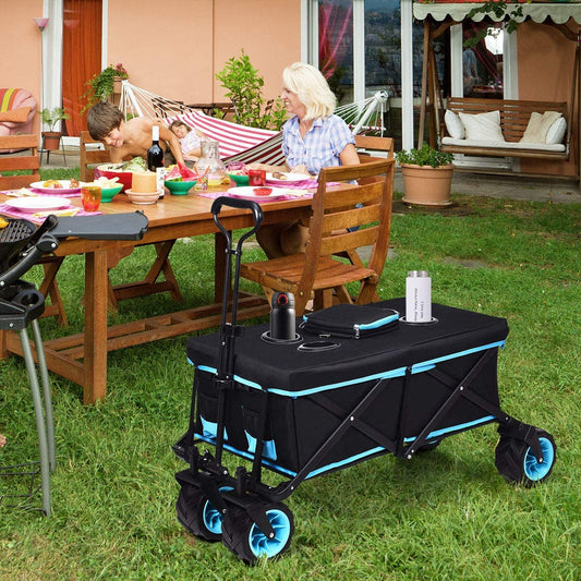 Folding Wagon Cart with Top Cover and Cup Holders