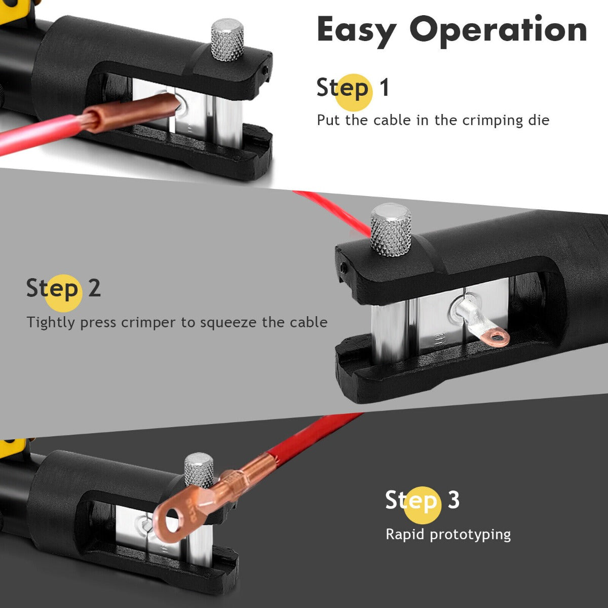 16 Tons 11 Dies Hydraulic Wire Terminal Crimper Tool with Carry Case