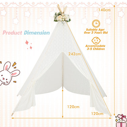 Lace Teepee Tent with Colorful String Lights