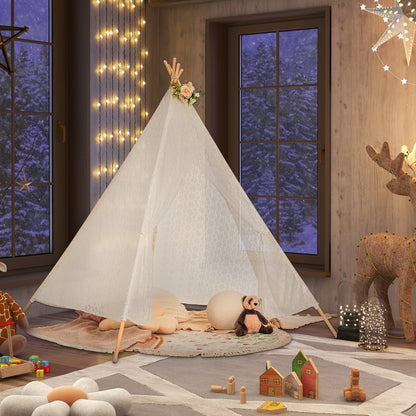 Lace Teepee Tent with Colorful String Lights