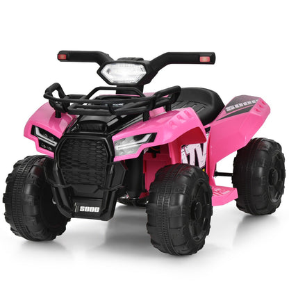 6V Battery Powered Quad Bike with LED Light Horn Music and Storage Box-Pink
