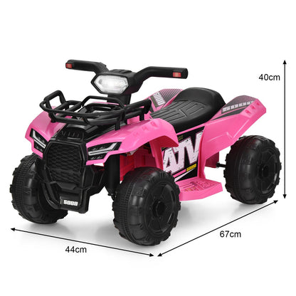 6V Battery Powered Quad Bike with LED Light Horn Music and Storage Box-Pink