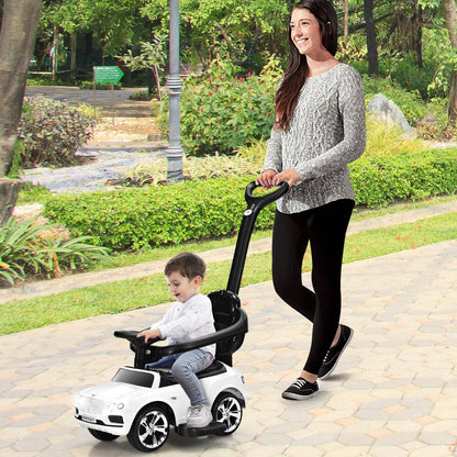 Licensed Bentley Kids Ride On Push Car with Canopy-White