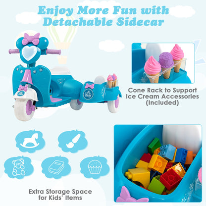 6V Battery Powered Kids Ride on Motorbike with Detachable Sidecar-Blue