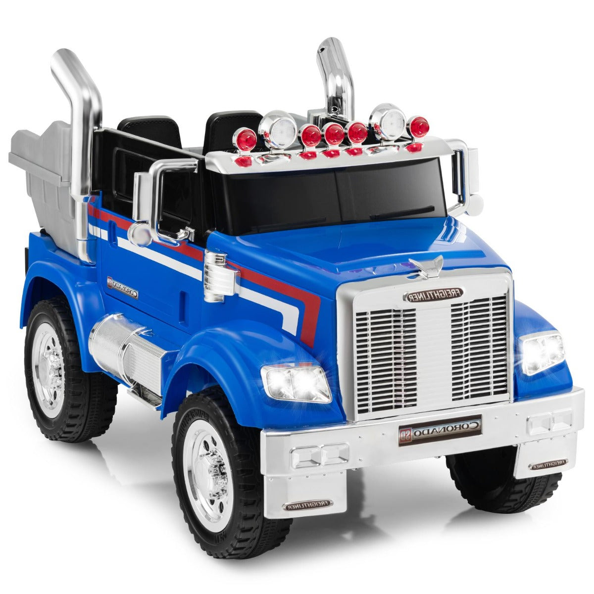 Kids Ride On Dump Truck 12V Battery Powered Licensed Toy-Blue