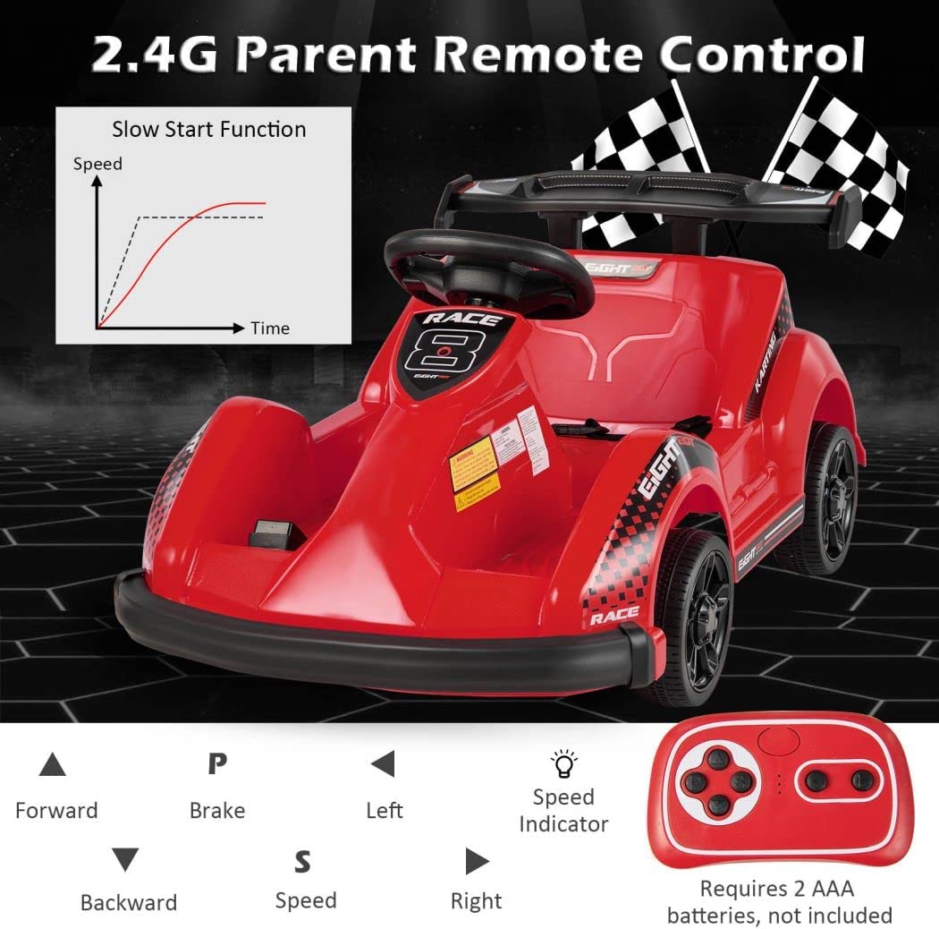 Kids 6V Electric Go Kart Powered Ride on Car with Remote Control and Music