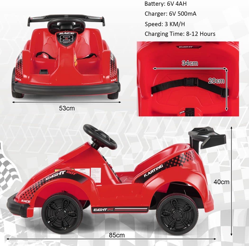 Kids 6V Electric Go Kart Powered Ride on Car with Remote Control and Music