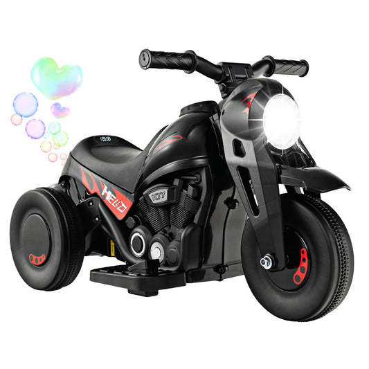 6V Electric Kid Ride on Motorcycle with Bubble Maker-Black