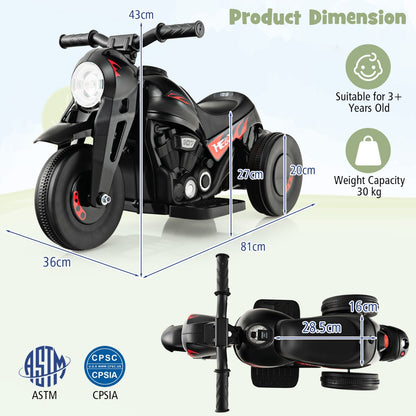 6V Electric Kid Ride on Motorcycle with Bubble Maker-Black