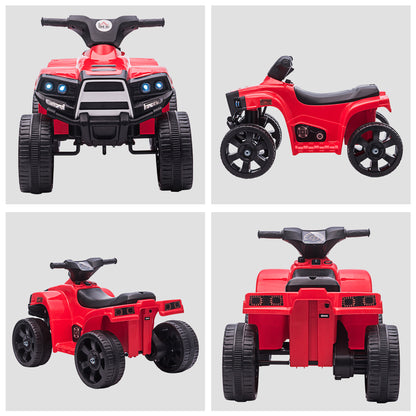 HOMCOM 6 V Kids Ride on Cars Quad Bike Electric ATV Toy for Toddlers w/ Headlights Battery Powered for 18-36 months Black+Red