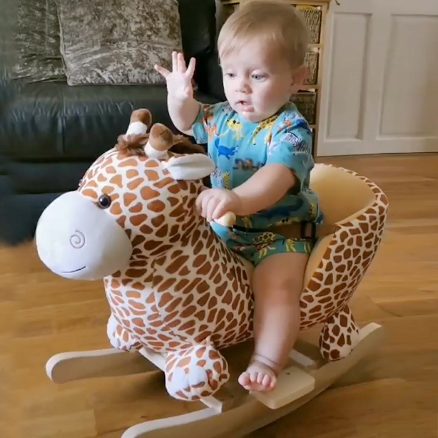 HOMCOM Kids Rocking Horse Toys Giraffe Seat w/ Sound Toddlers Baby Toy-Giraffe 