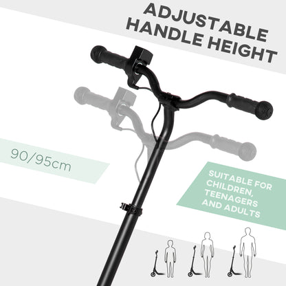 HOMCOM Electric Scooter, 120W Motor E-Scooter w/ Battery Display, Adjustable Height, Rear Brake for Ages 6+ Years - Black