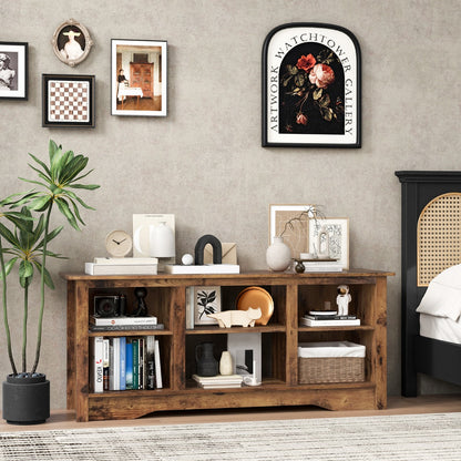 TV Stand Console Table for up to 65" with Adjustable Shelves-Rustic Brown