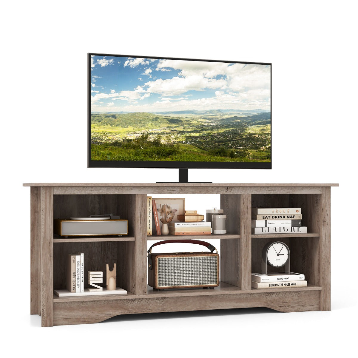 TV Stand Console Table for up to 65" with Adjustable Shelves-Grey