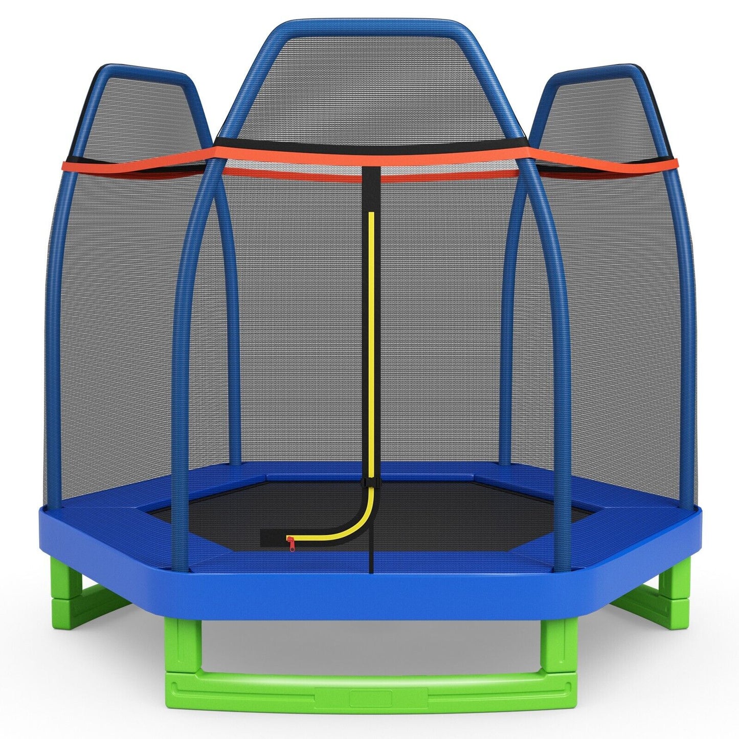 7 Feet Kids Trampoline with Safety Enclosure Net-Blue
