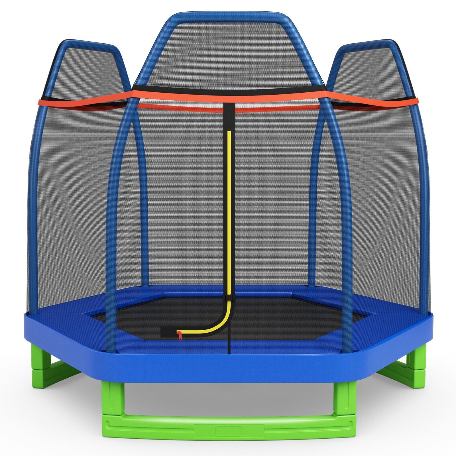 7 Feet Kids Trampoline with Safety Enclosure Net-Blue