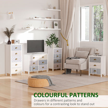 HOMCOM Chest of Drawers, 5-Drawer Tallboy Dresser with Metal Handles, Storage Cabinet Unit for Living Room, Bedroom