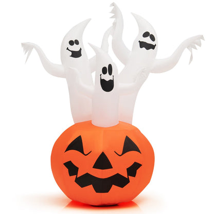 6 Feet Halloween Pumpkin Ghost Yard Decoration with LED Light