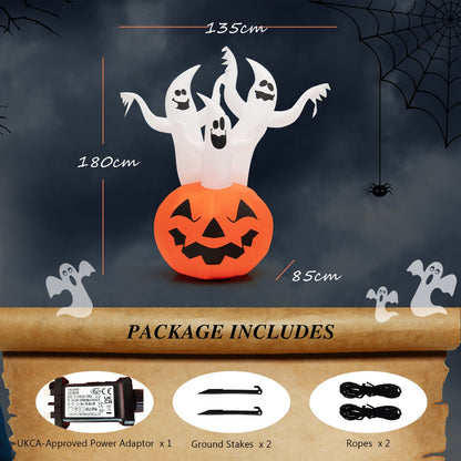 6 Feet Halloween Pumpkin Ghost Yard Decoration with LED Light