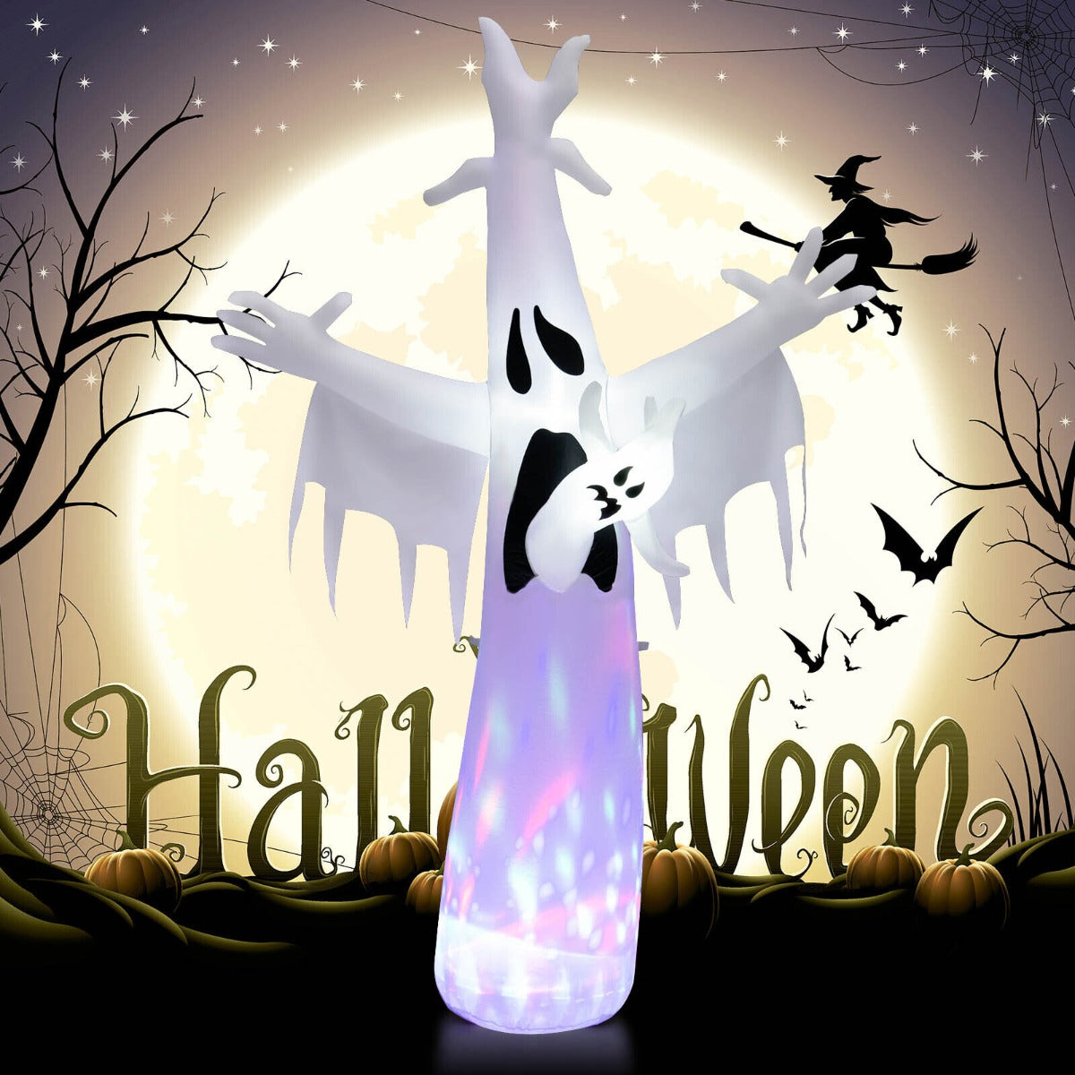 8 Feet Giant Halloween Inflatable Ghost Outdoor with LED Light