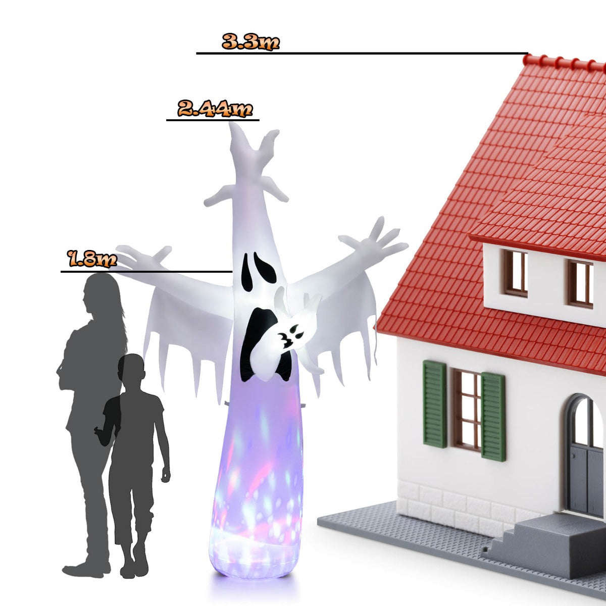 8 Feet Giant Halloween Inflatable Ghost Outdoor with LED Light