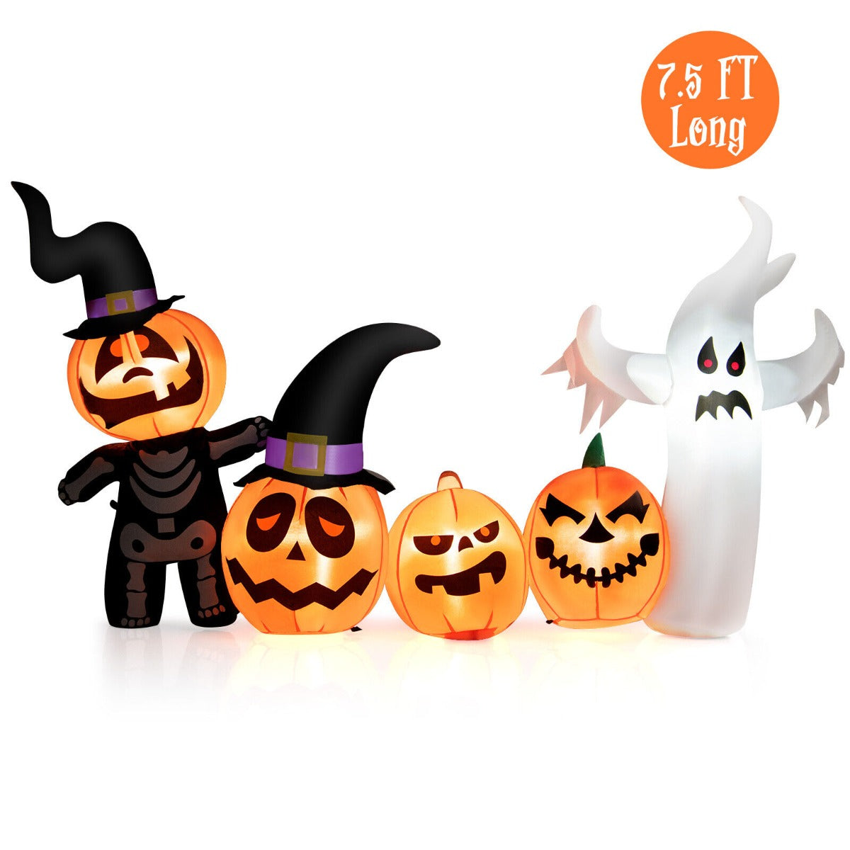 7.5 Feet Long Halloween Inflatable Pumpkin Combo Yard Decoration