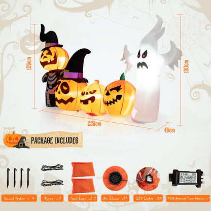 7.5 Feet Long Halloween Inflatable Pumpkin Combo Yard Decoration