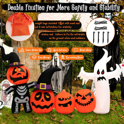 7.5 Feet Long Halloween Inflatable Pumpkin Combo Yard Decoration