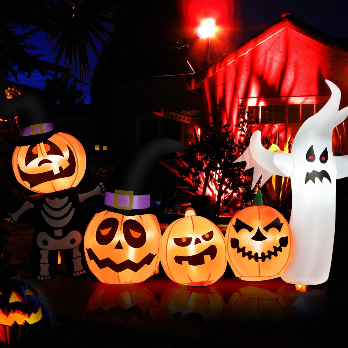7.5 Feet Long Halloween Inflatable Pumpkin Combo Yard Decoration