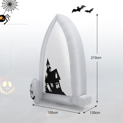 7 Feet Tall Halloween Inflatable Tombstone with Built-in LED Lights