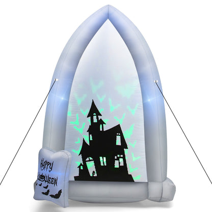 7 Feet Tall Halloween Inflatable Tombstone with Built-in LED Lights