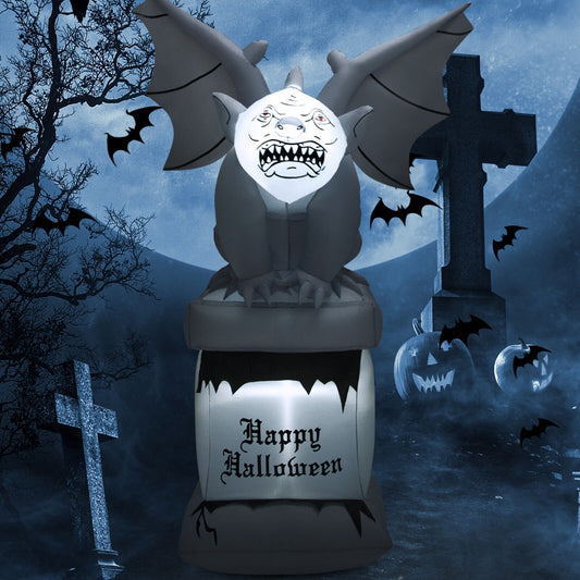 8.2 Feet Halloween Inflatable Gravestone with Gargoyle and LED Lights